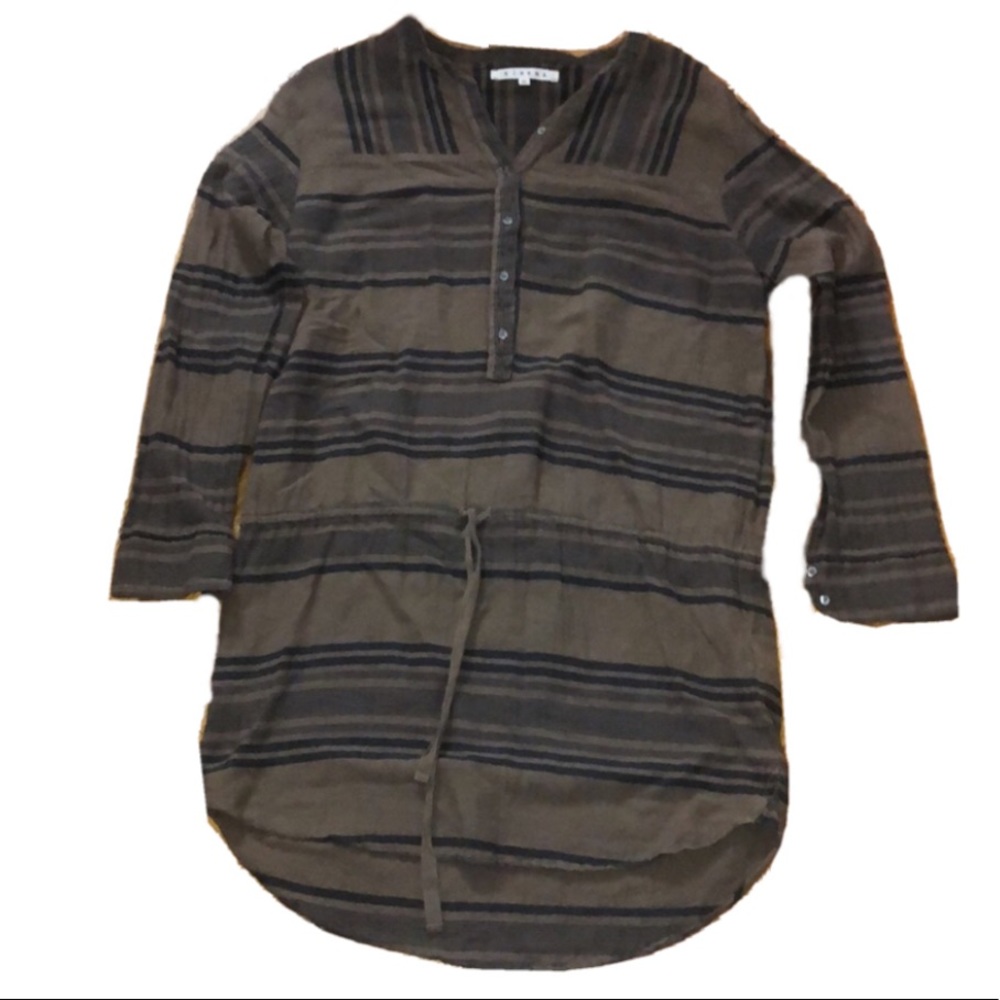 Xirena brown and black stripped long sleeve mini dress